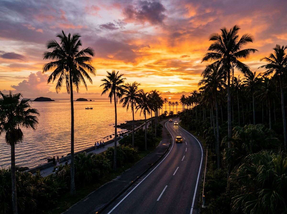 椰子樹夕陽